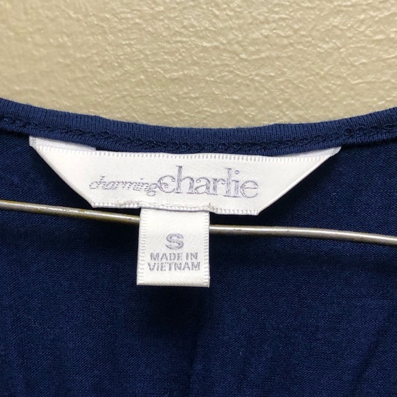 Charming Charlie Blue and White Chevron Bow Racerback Tank Top - Picture 8 of 8